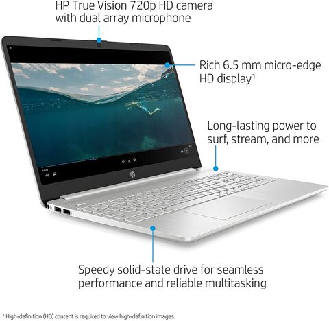 HP 15 DY Laptop, 15.6&quot; 250Nits Display, 11th Gen Core i7-1165G7 Upto 4.7GHz, 16GB RAM, 1TB SSD, Intel Iris Xe Graphics, Webcam, English Keyboard, Windows 10, Silver