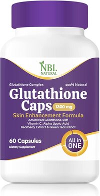 NBL Natural Advanced Glutathione/Vitamin C Supplement with Alpha Lipoic Acid, Bearberry Extract and Green Tea Extract, Skin Whitening 60 Capsules