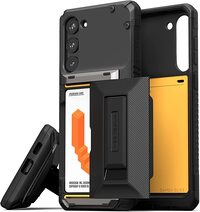 VRS Design Damda Glide Hybrid for Samsung Galaxy S23 PLUS case cover wallet (2023) [Semi Automatic] slider Credit card holder Slot [3-4 cards] &amp; Kickstand - Black Groove