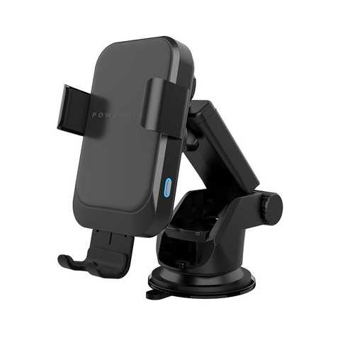 Powerology - Fast Wireless Charger Car Mount 15W with Air Vent Mounting and QC3.0 Car Charger - Black