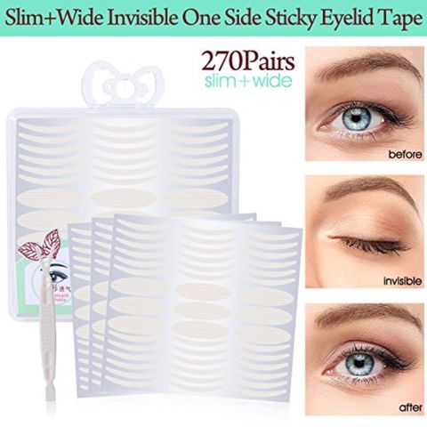 Buy Pormasbenzer Natural Invisible Single Side Sticky Double Eyelid Tape Stickers - Instant Eye Lift Without Surgery Perfect For Hooded, Droopy, Uneven, Or Mono-Eyelids 270 Pairs, Wide + in UAE