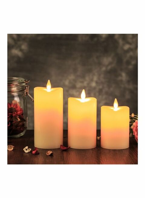 Generic Set Of 2 Flameless LED Candle Light With Remote Control Ivory 3X5Centimeter