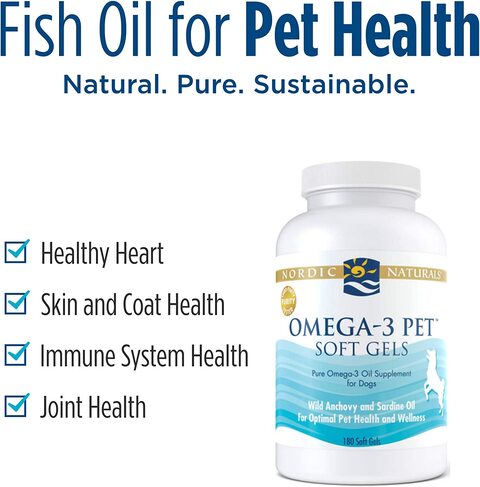 Nordic Naturals Pet-Omega-3, Promotes Optimal Pet Health And Wellness, 180 Soft Gels