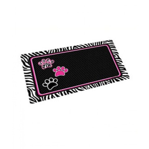Drymate Mats for Dogs & Cats BLACK WITH 3 PAWS / ZEBRA BORDER 12 X 20 Inch/30 Cms X 50 Cms