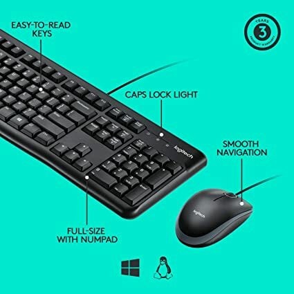 Logitech Desktop Mk120 Durable, Comfortable, USB Mouse And Keyboard Combo