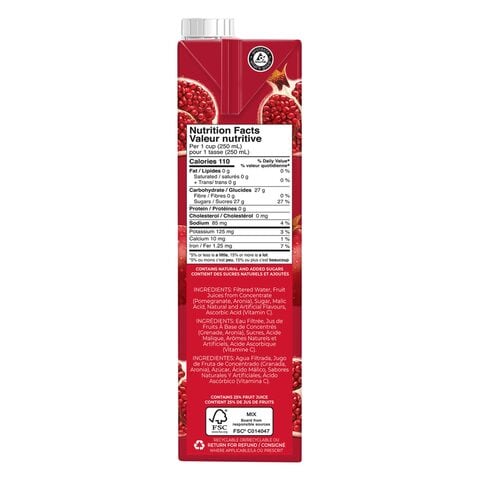 Pomegranate juice outlet nutrition facts