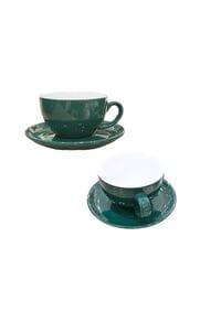 Liying 12Pcs Porcelain Cups And Saucers Set - Dark Green Colour Tea Set - 200Ml Cup 6Pcs And Saucer 6Pcs Set For Idle Tea, Turkish Coffee, Espresso And Cappuccino