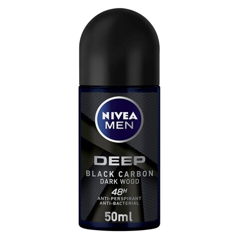 Nivea Men  Antiperspirant Roll-on for Men  Deep  Black Carbon Antibacterial Dark Wood Scent 50ml