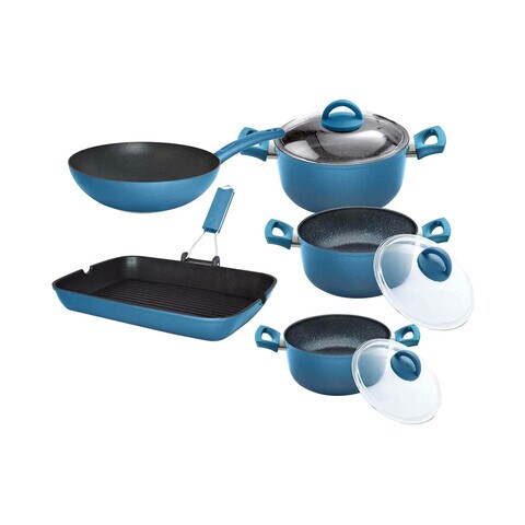 Illa Induction Cookware Set - 8 Pieces -Blue price in Egypt | Carrefour ...