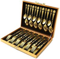 Ogori Gold Silverware Set, 24-Pieces Forged Stainless Steel Flatware Service Of 6