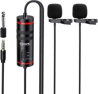 COOPIC CP-KK1 Pro Dual Lavalier Omni-directional Lavalier Mic Lapel Clip-on Condenser Microphone for Camera, DSLR, laptop, Guitar, interview, YouTube, Rap, and Vlog