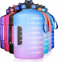 Sluxke Gallon Drinking Bottles With Straw, 128Oz Water Jug With Time Marker Bpa Free Leak Proof Sports Huge Water Bottle