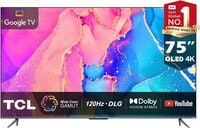 TCL 75 Inch TV 4K QLED Google Smart TV, Dolby Vision, HDR 10+, Intergated Onkyo Speakers, Built-In Chromecast And Premium Streaming Channels, 75C635