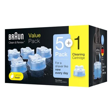 Braun Clean &amp; Renew &amp; Refresh Cartridge CCR5+1 For All Braun Shavers With Clean &amp; Charge System