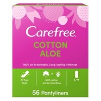 Carefree Cotton Aloe Regular Size Panty Liners White 56 Liners