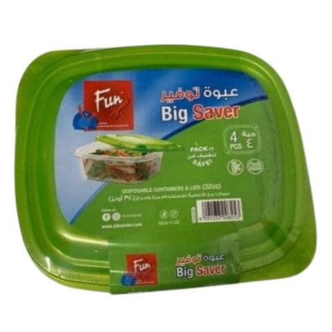 Fun Multipurpose Containers With Lid Clear And Green 946ml 4 PCS