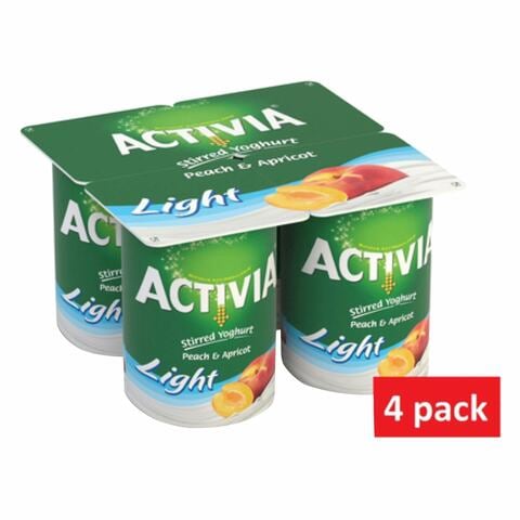 Activia Peach And Apricot Light Stirred Yoghurt 120g Pack of 4