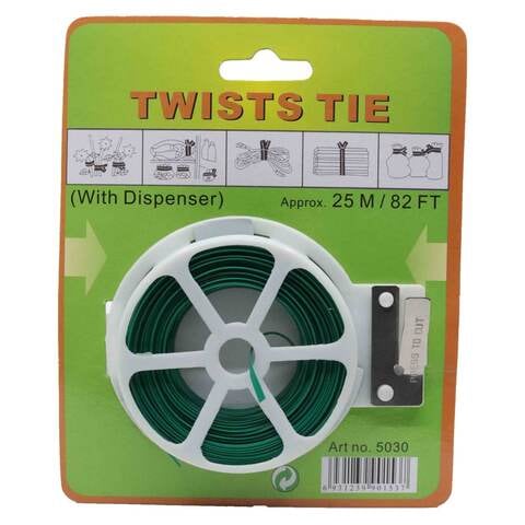 GL Plastics Twist Tie With Dispenser 5030 Green 25m