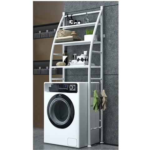 Generic-CK823 3 Tier Bathroom Laundry Washing Machine Shelf Rack White