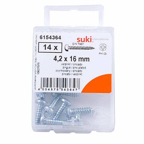 Suki 6154364 Countersunk Raised Self-Tapping Screws (1.6 x 0.4 cm, Pack of 14)