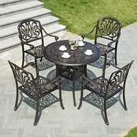 Yulan Outdoor Cast Aluminium Coffee Table Chairs Set