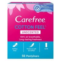 Carefree Cotton Unscented Pantyliners White 56 Liners