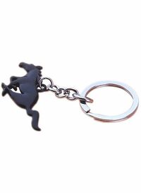 Generic Black Running Horse Emblem Badge Key Chain