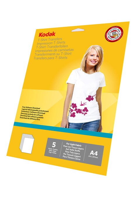 KODAK Light T-shirt Transfers A4 size 5 sheets