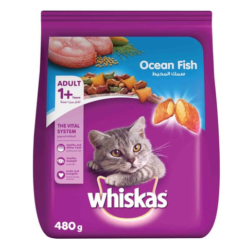 ويسكاس طعام قطط مع سمك المحيط 480 جرام (للقطط أكبر من عمر سنة)