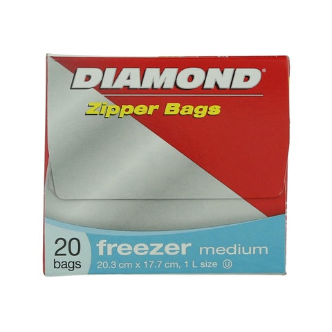 Diamond Freezer Zipper Medium Clear 20 Bags