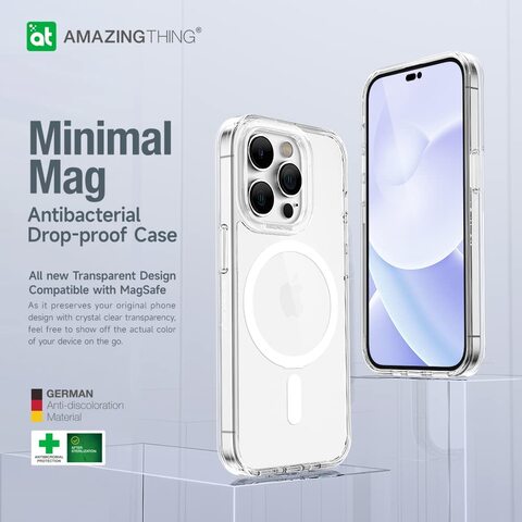Amazing Thing Minimal MAG Drop Proof designed for iPhone 14 Pro MAX compatible with MagSafe case cover - Clear
