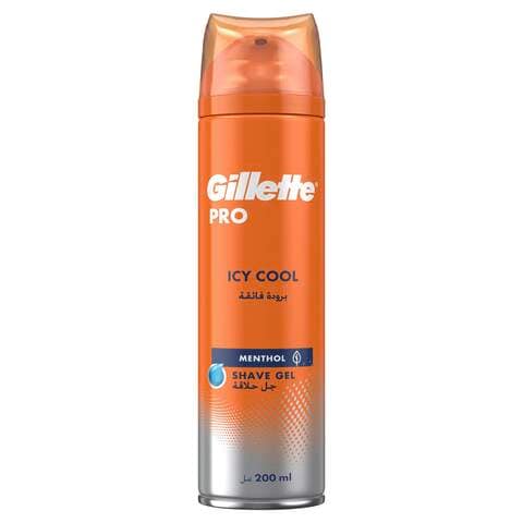 Buy Gillette Pro Icy Cool Menthol Shave Gel Blue 200ml in UAE