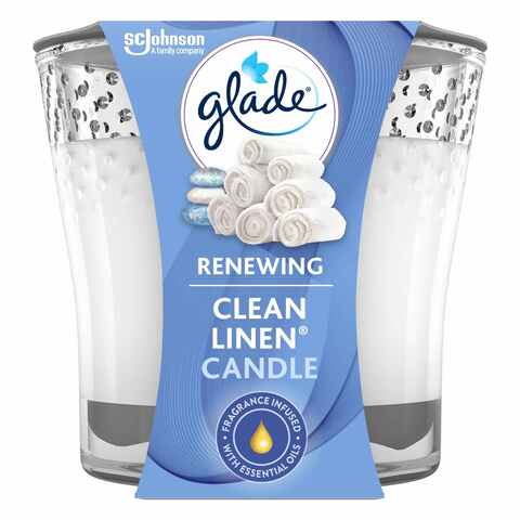 Glade Pure Clean Linen Scented Candle White 100ml