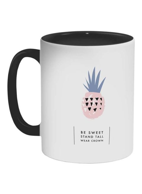 Decalac Be Sweet Stand Tall Wear Crown Printed Coffee Mug Black/White/Pink 325ml