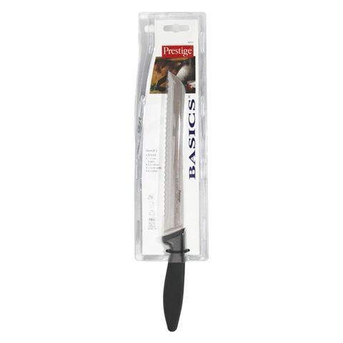 Prestige Basics Bread Knife With Plastic Handle Silver And Black 20cm