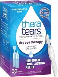 Thera Tears Eye Drops For Dry Eyes, Dry Eye Therapy Lubricant Eyedrops, Preservative Free, 30 Count Single-Use Vials