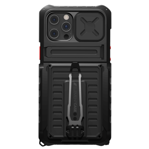 Element Case BLACK OPS Apple iPhone 12 / 12 Pro Case - Military-Grade Rugged Drop Protection Cover, w/ Removable Card Magazine, Kickstand, Sliding Lens Cover, Supports Wireless Charging - Black