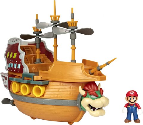 Nintendo Super Mario Deluxe Bowser Airship Playset with 5 Figures and 4 Accessories Batteries Included