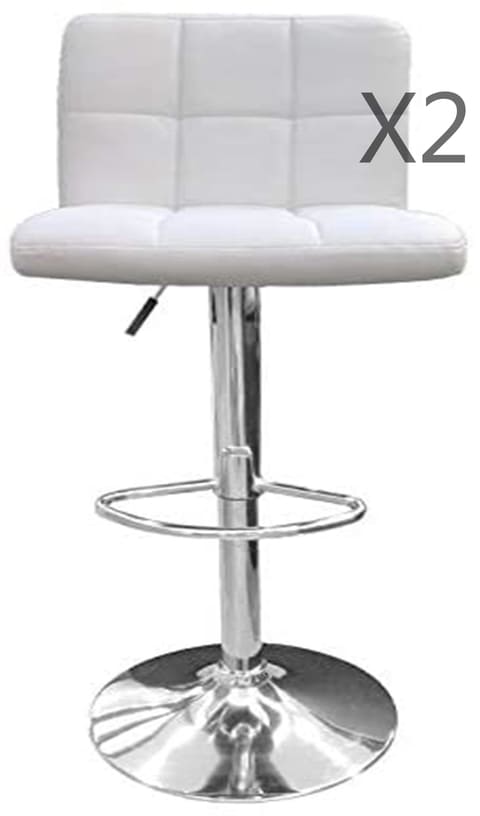 LANNY Set of 2 PU leather bar stool T808H WHITE for kitchen for bar shop adjustable up and down office chair