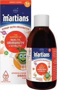 Martians Multivitamin Syrup For Kids With Vitamin C, Vitamin D3 Vitamin A, Vitamin B12, Vitamin E And Zinc Supplement. 150ml