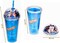 Fashion plastic Water Bottle Sipper Cup, 550ml Tumbler with Lid and Straw, Double Wall Travel Mug , Re-usable Water Cup (Blue)
