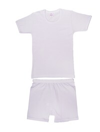 Cotton Round Neck Half Sleeves Undershirt and Short Underwear Boy Set white ( 9-10 Years )