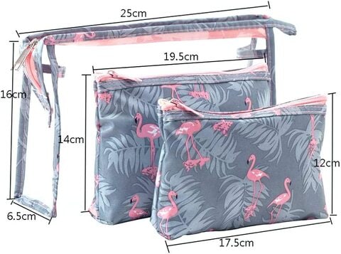 3Pcs Cosmetic Pouch Set Makeup Bag Wash Bag PVC Waterproof Cosmetic Pouch Travel Carrying Case with Print