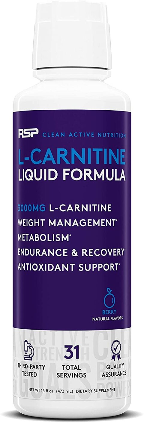 RSP Liquid L-Carnitine 3000: Natural Weight Management and Metabolism Booster, Stimulant Free L Carnitine, Max Strength for Rapid Absorption, Berry 16 oz.