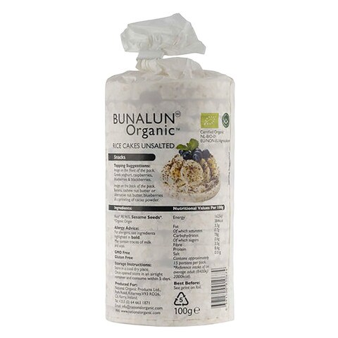 Bunalun Organic Unsalted Rice Cakes 100g