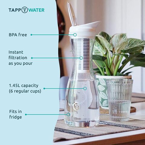 TAPP Water PitcherPro - Carafe d'eau filtrante en verre, filtre le calcaire  et plus de 80 polluants (PitcherPro + cartouche de rechange)