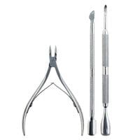 3pcs/set Nail Tool Stainless Steel Cuticle Nipper Spoon Cuticle Pusher Dead Skin Remover Scissors Trimmer Cutter Clipper