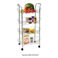 Feelings 4 Layers Stainless Steel Kitchen Vegetable Trolley Silver 51x75x28.5cm