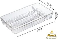 Atraux 2 PCs Clear Plastic Drawer Organizer Trays With 4 Compartments For Makeup, Jewelery &amp; Kitchen Utensils
