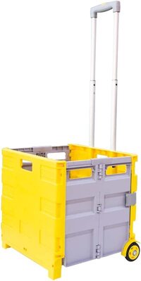 Berry Shopping Trolley 35KG Folding Storage Boot Cart Box - Yellow and Grey